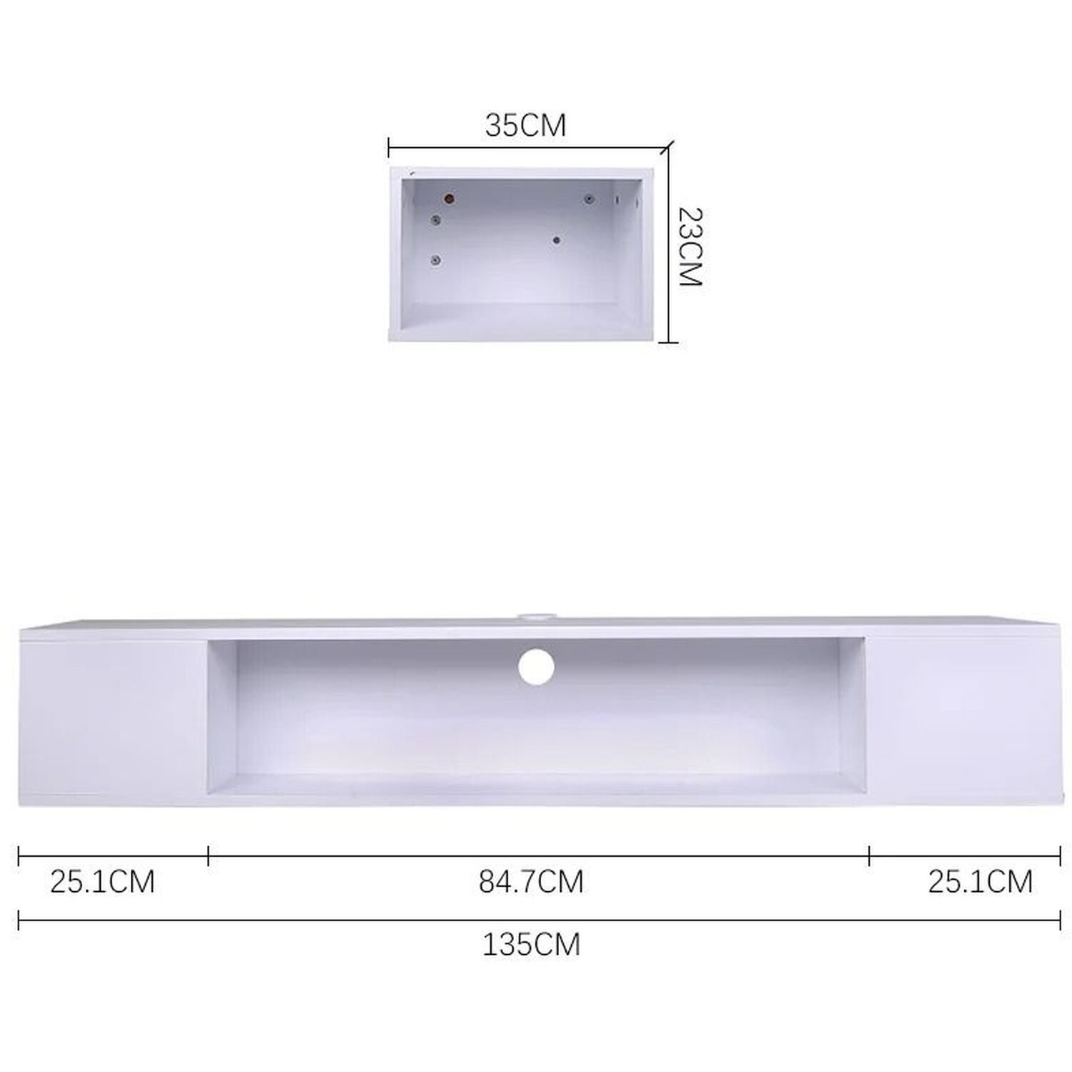 135cm Sideboard Tv Stan Easy Cable Access - White