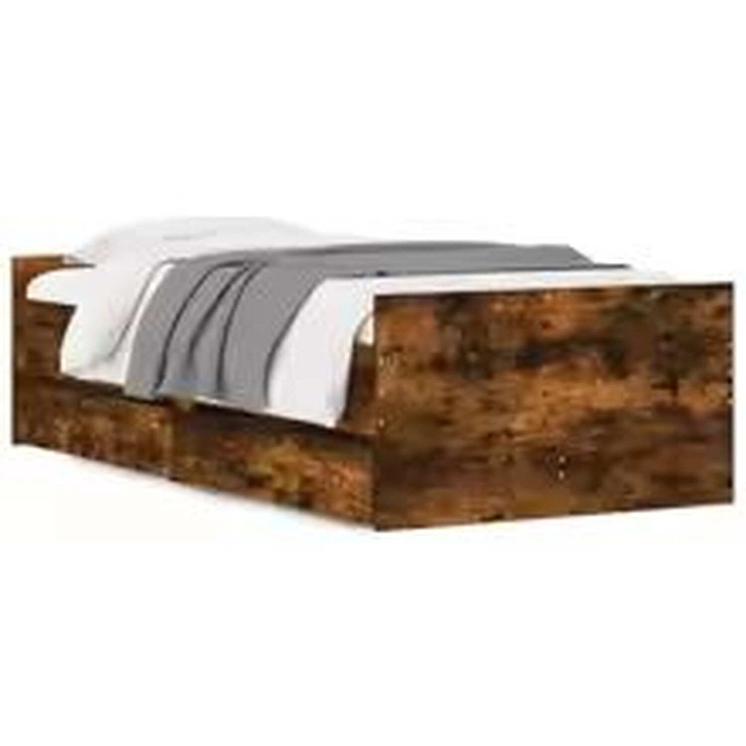 Single Bed Frame With Storage Drawer - Brown