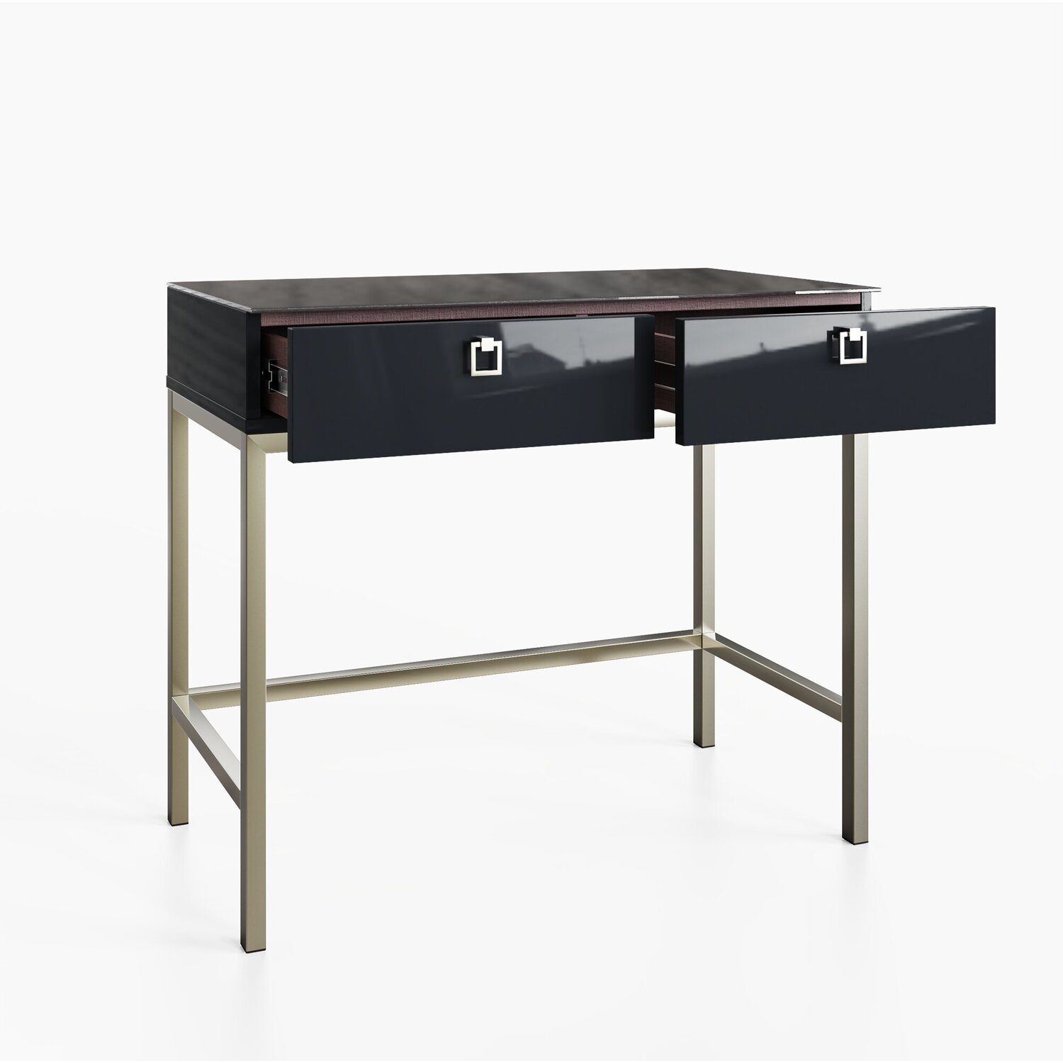 Lyra Console Table - Black Glassmetalmdf