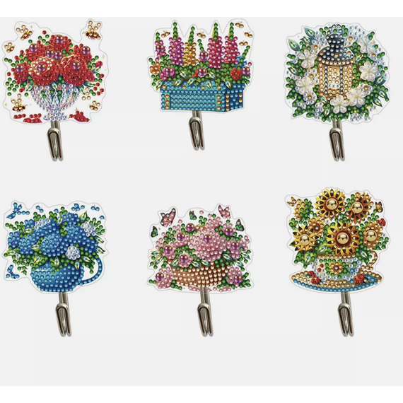 Pack of 6 Floral Diamond Art Hooks