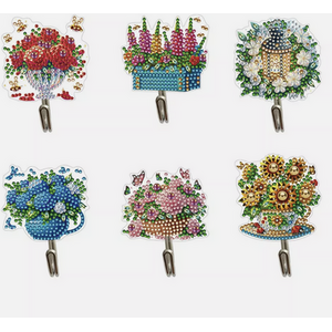 Pack of 6 Floral Diamond Art Hooks