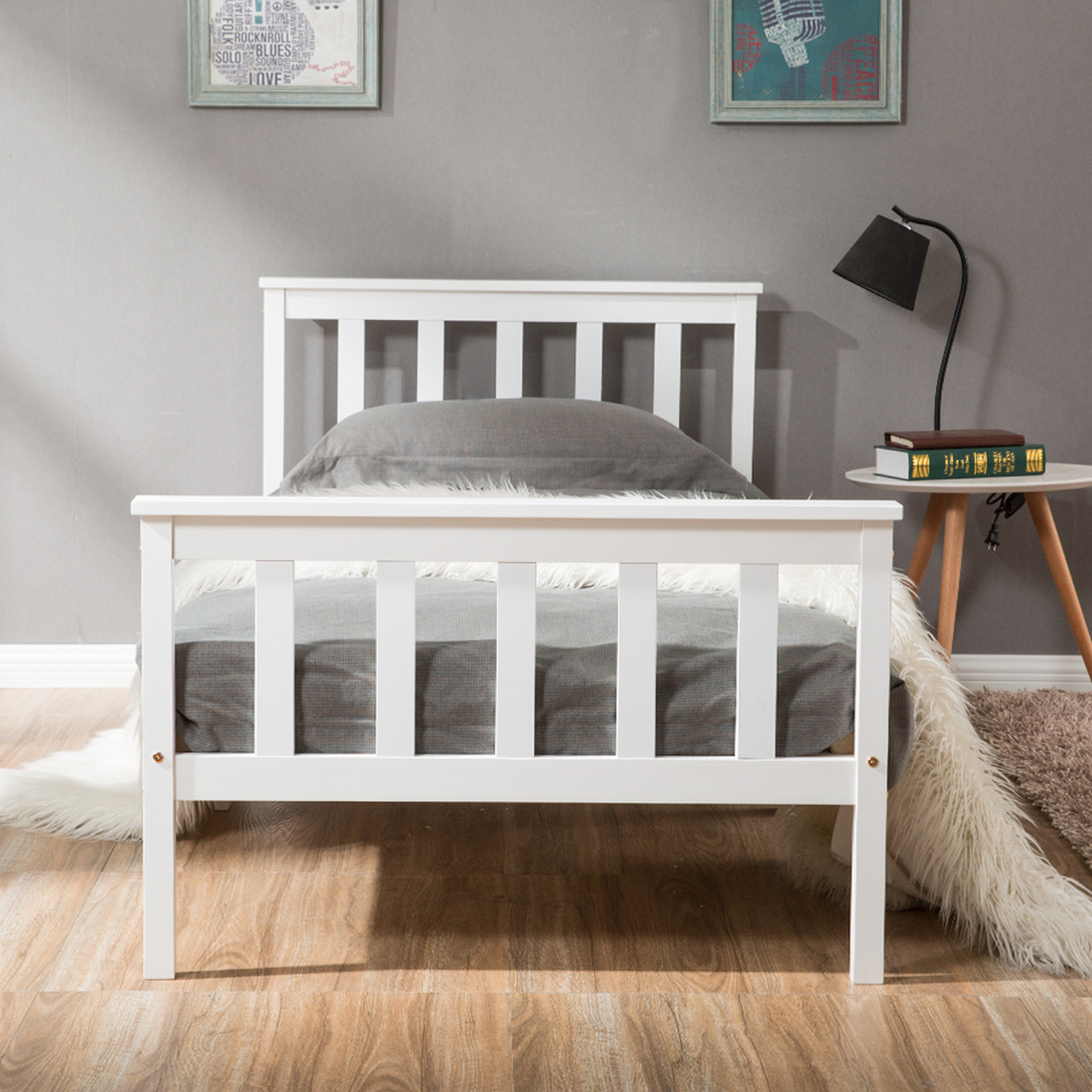 Andrea Classic Solid Pine Single Bed Frame - White