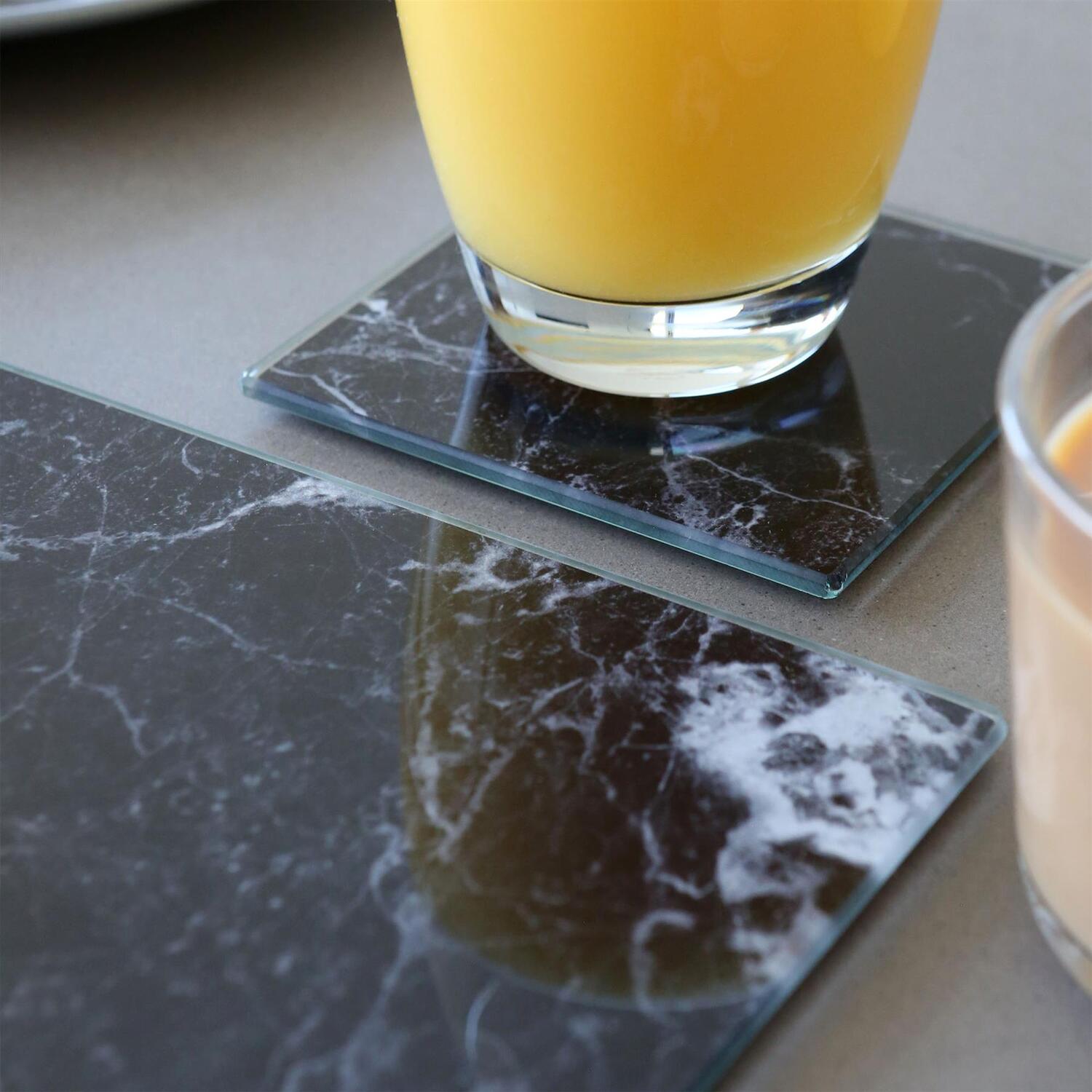 Image of 12pc Round Glass Placemats with Square&hellip;