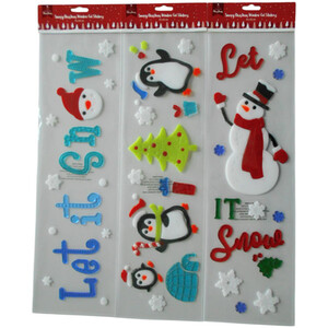 Snowy Christmas Window Gel Stickers