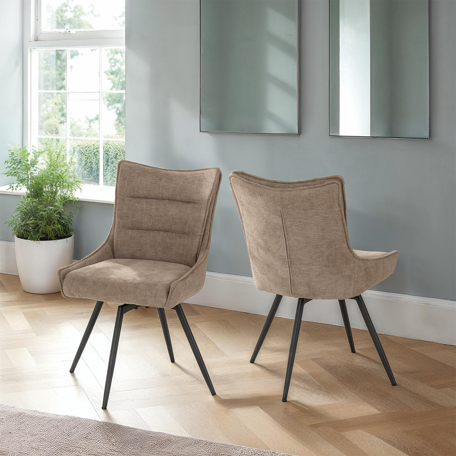 Lewis Swivel Dining Chair - Fawn Fabric