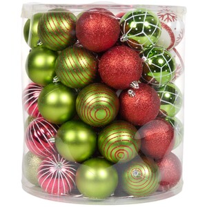 Set of 70 Candy Cane Lane Bauble Drum