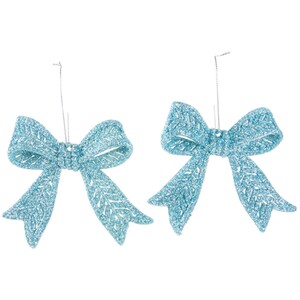 Set of 2 Glitter Bow Hanging Decorations
