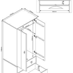 Corona Classic Grey Pine 2 Door, 2 Drawer Wardrobe Storage