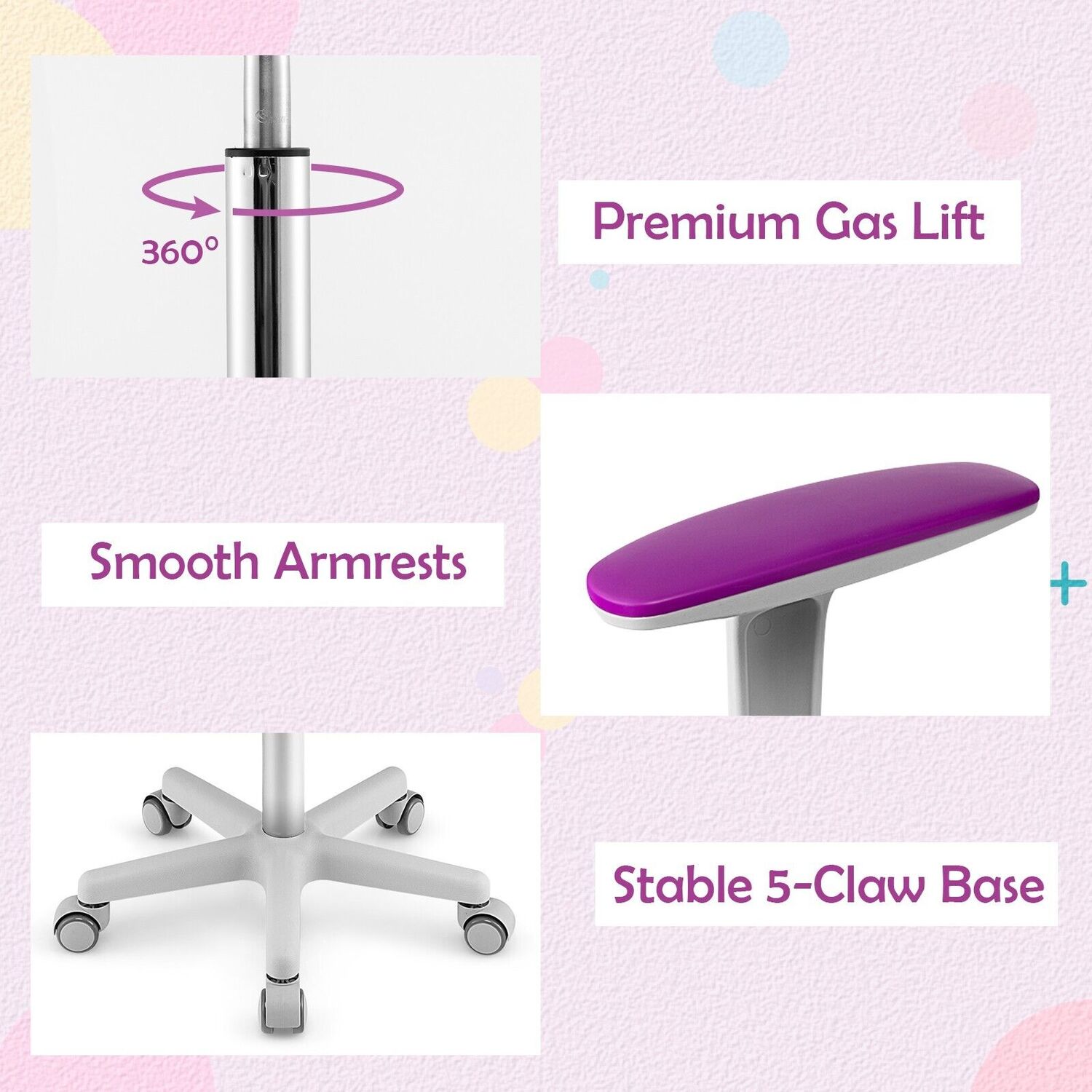 Kids Swivel Computer Desk Chair - Purple