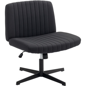 HOMCOM Armless Office Chair No Wheels with Wide Seat