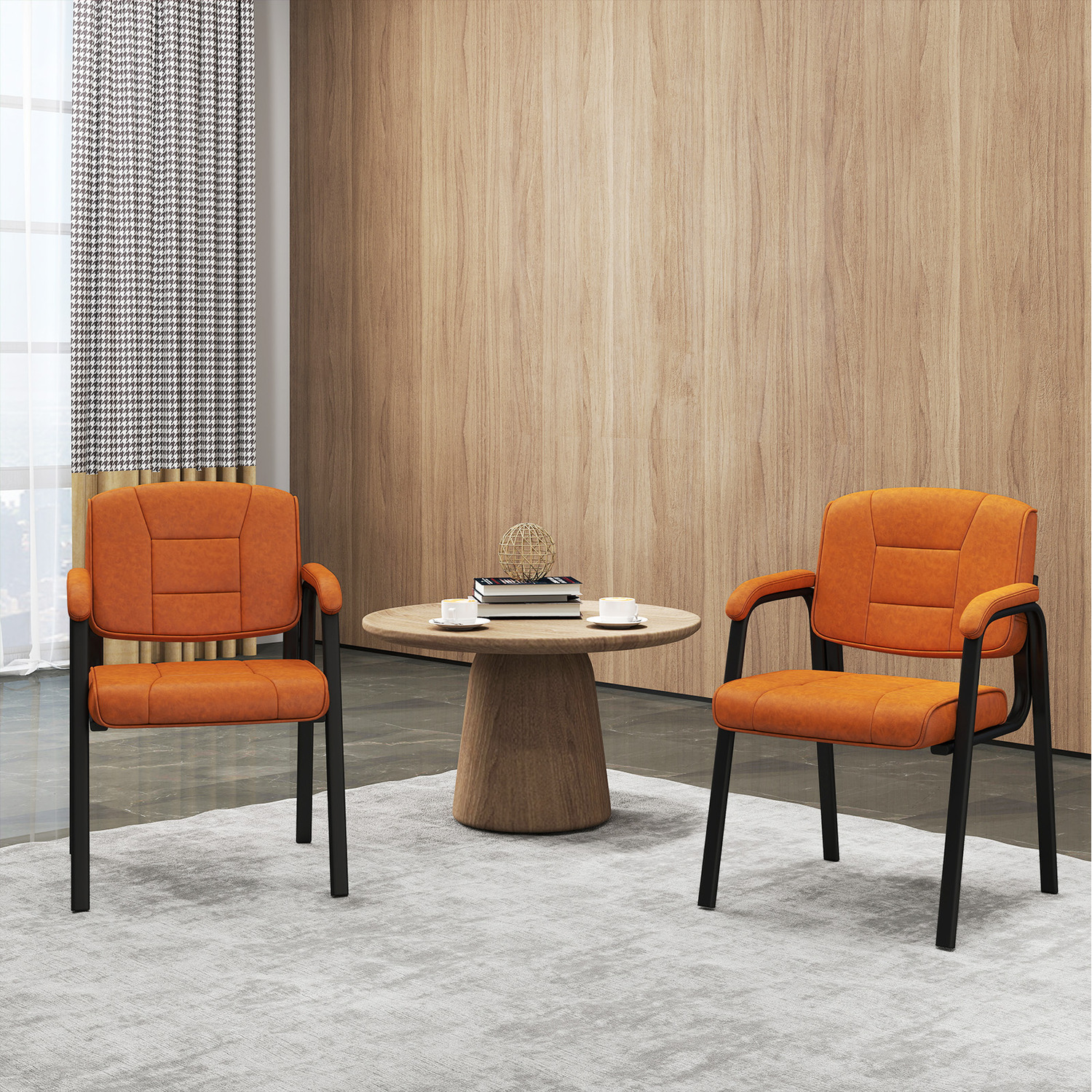 Set Of 2 Modern Office Desk Chairs - Brown