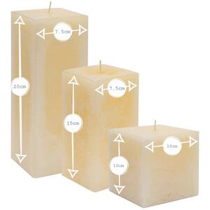 Vanilla Pillar Candles - 6 Sizes - Cream - Pack of 6