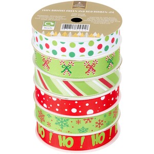 Thin Bright Green and Red Ribbon
