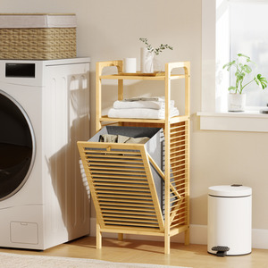 HOMCOM Removable 37L Laundry Hamper Bathroom Storage Cabinet