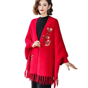 Thick Embroidered Mink Cashmere Cloak