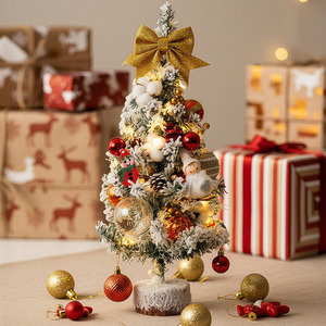 Snowy Christmas Tree Decor with Baubles and Bowknot