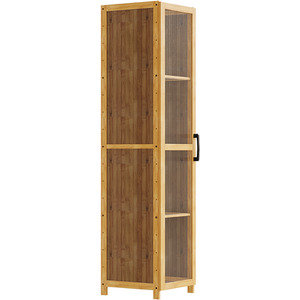 Brown & Wood & Translucent / 130cm Narrow Bookcase Storage Unit with Acrylic Doors shot 11446138