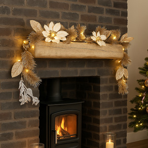 Christmas Gold Artificial LED Garland