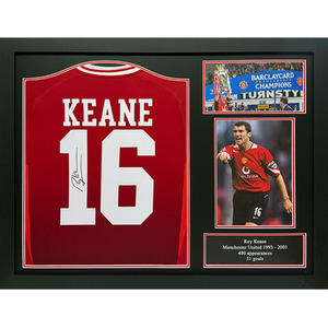 Roy Keane Signed and Framed Manchester United Shirt