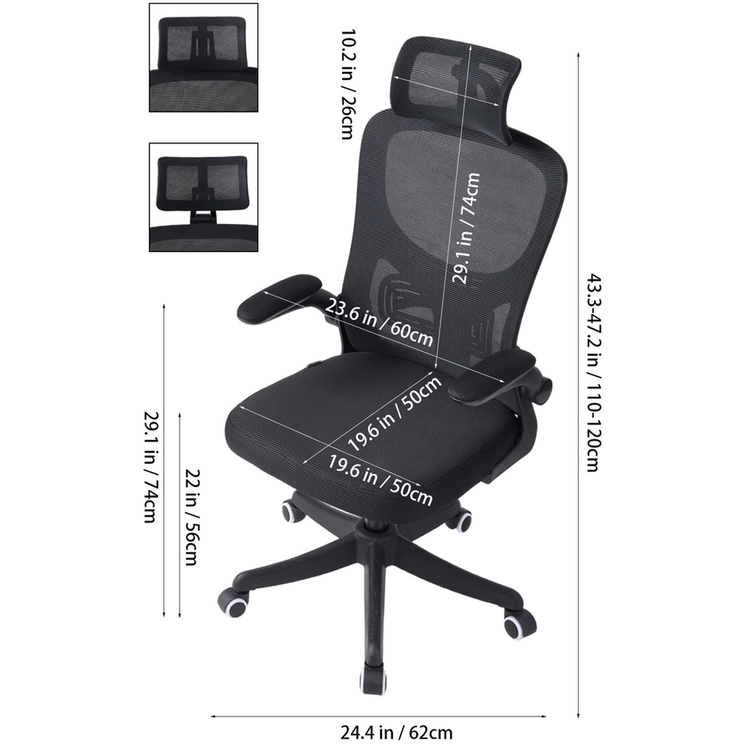 Comfortable Height Adjustable Mesh Office Chair - Black