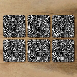 woodcut style on the subject of human soul Designer Coaster Set