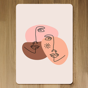 Modern contemporary minimalist woman portrait Designer Placemat Set