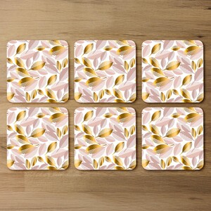 Pastel Rose And Gold Autumn Coaster
