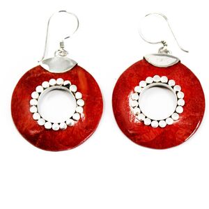 Elegant 925 Silver Coral Donut Earrings