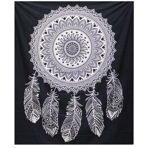 BW Double Cotton Bedspread  Wall Hanging Dreamcatcher