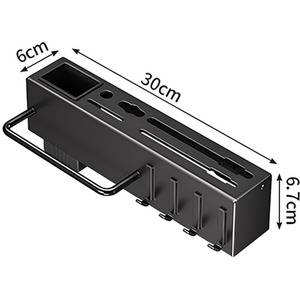Black Lifeideas 30cm Wall Kitchen Utensil Rack with 4 Hooks shot 12165329