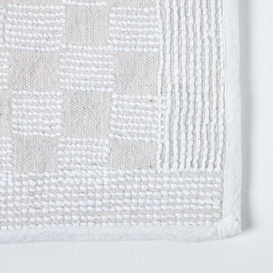 White Cotton Check Border Bath Mat shot 12177084