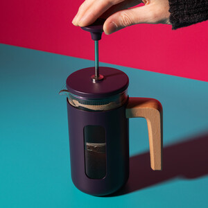La Cafetire 'Pisa' 3 Cup Cafetiere, Purple with Wooden Handle 350ml