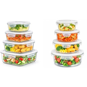 Glass Food Storage Containers With Snap Lock Lids 4 Piece Set