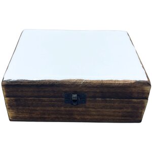 Elegant White Ceramic Wood Storage Box 20x15x7.5cm