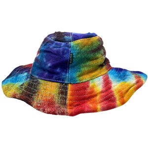 Vibrant Tie-Dye Hemp  Cotton Boho Festival Hat - Wired  Handcrafted