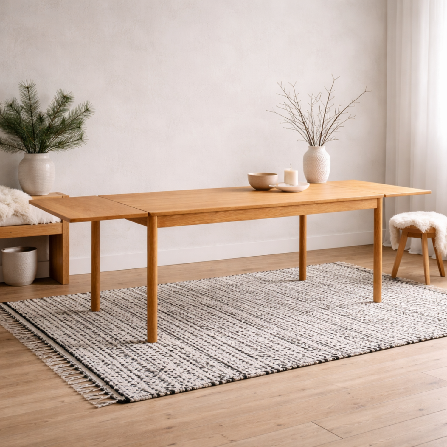 Wyld Haus Oxford Extendable Oak Dining Table - Seats 10 - Natural