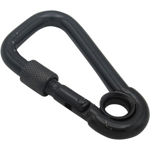 Black Assymetric Carbine Snap Hook 8MM (Locking Nut Eyelet Gate Rope Karabina)
