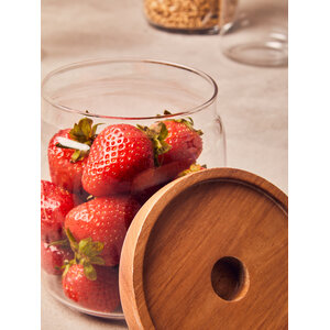 Tromso Round Glass Storage Jar with Acacia Lid 860 ml