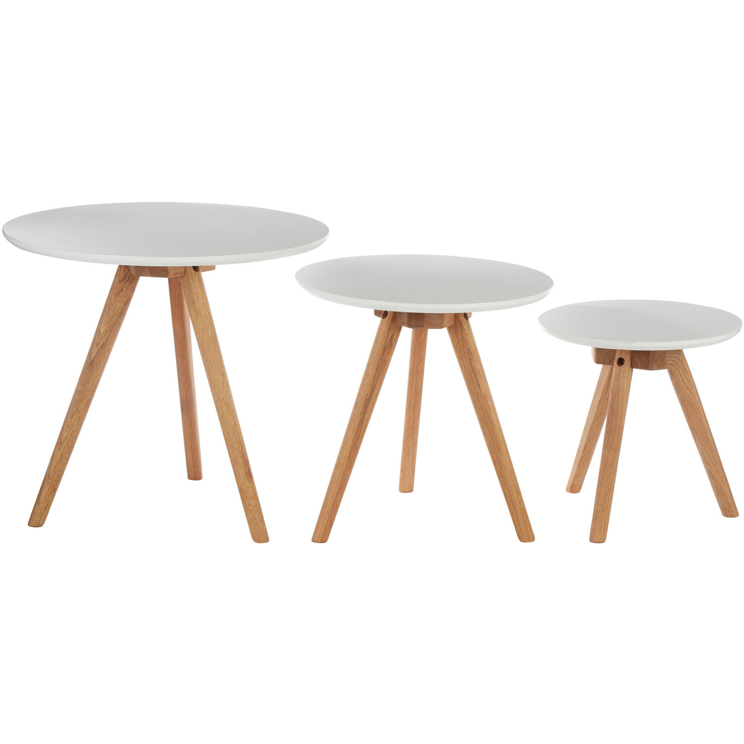 Nostra Set Of 3 Side Tables With Tapered Legs - White