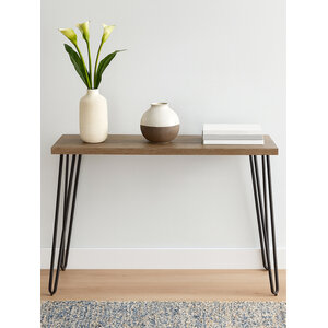 Borough Veneer Top Console Table With Hairpin Metal Legs