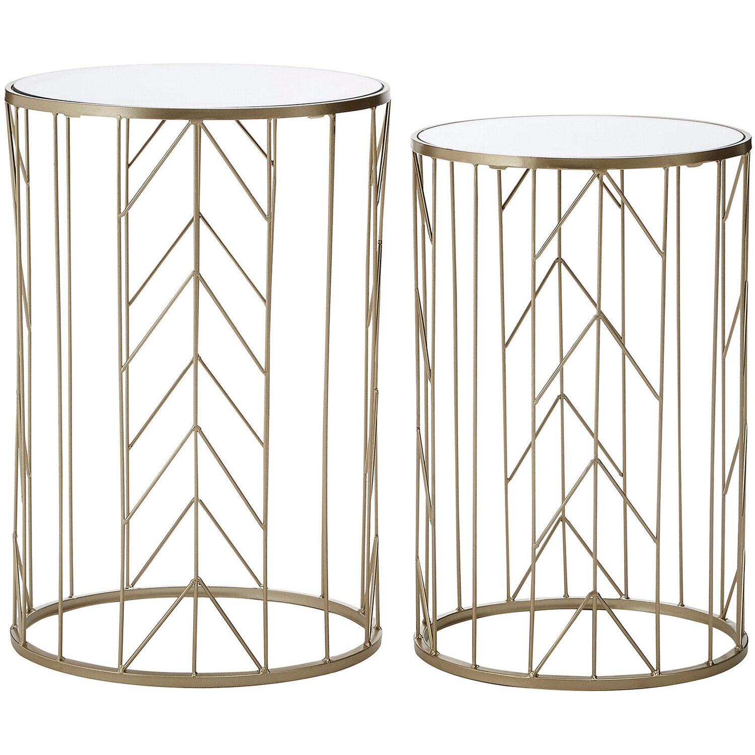 Avantis Art Deco Set of 2 Champagne Side Tables - Gold