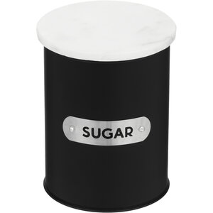 Liberty Black Enamel Sugar Canister With White Marble Lid
