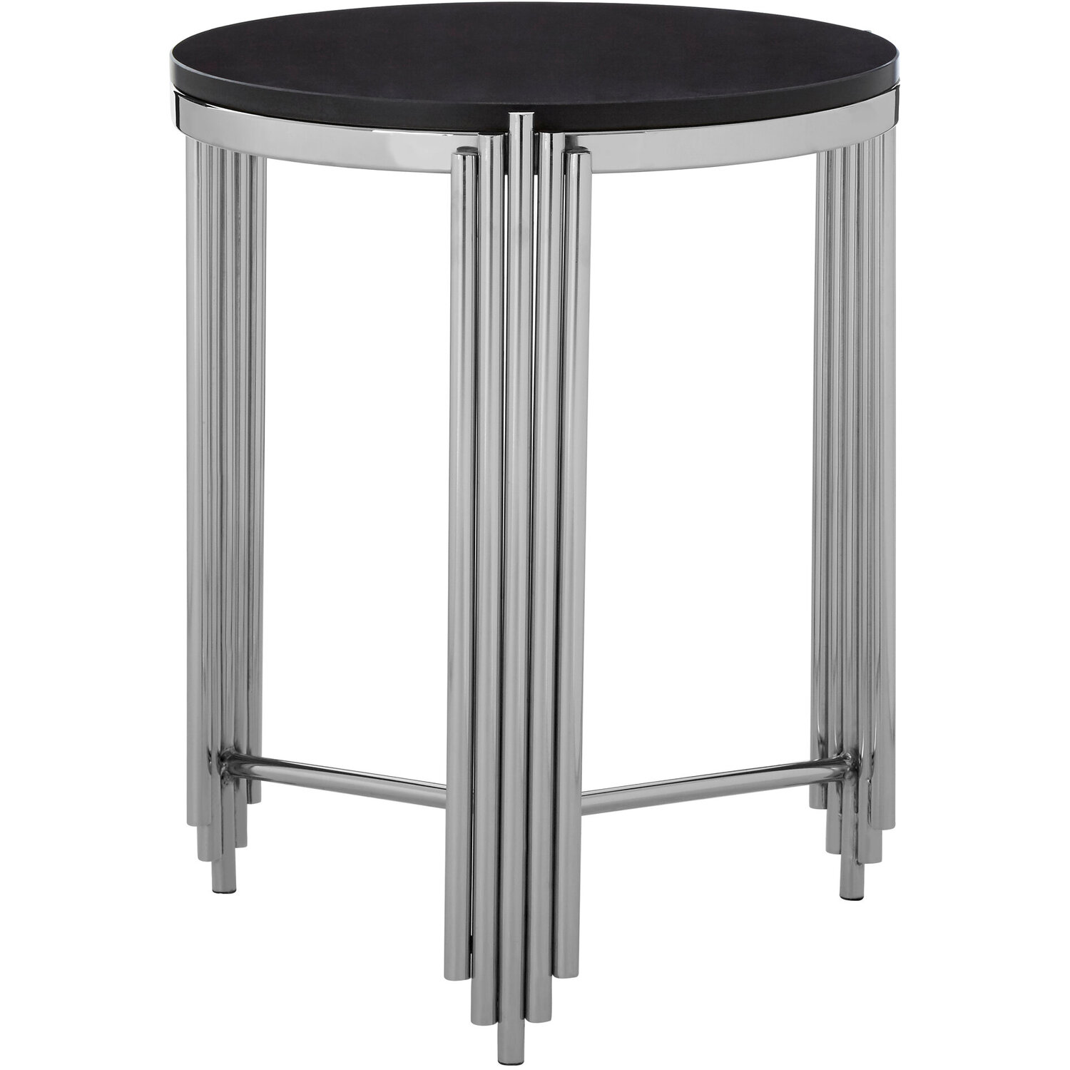 Fifty Five South Clarice Granite Top Round Side Table - Silver