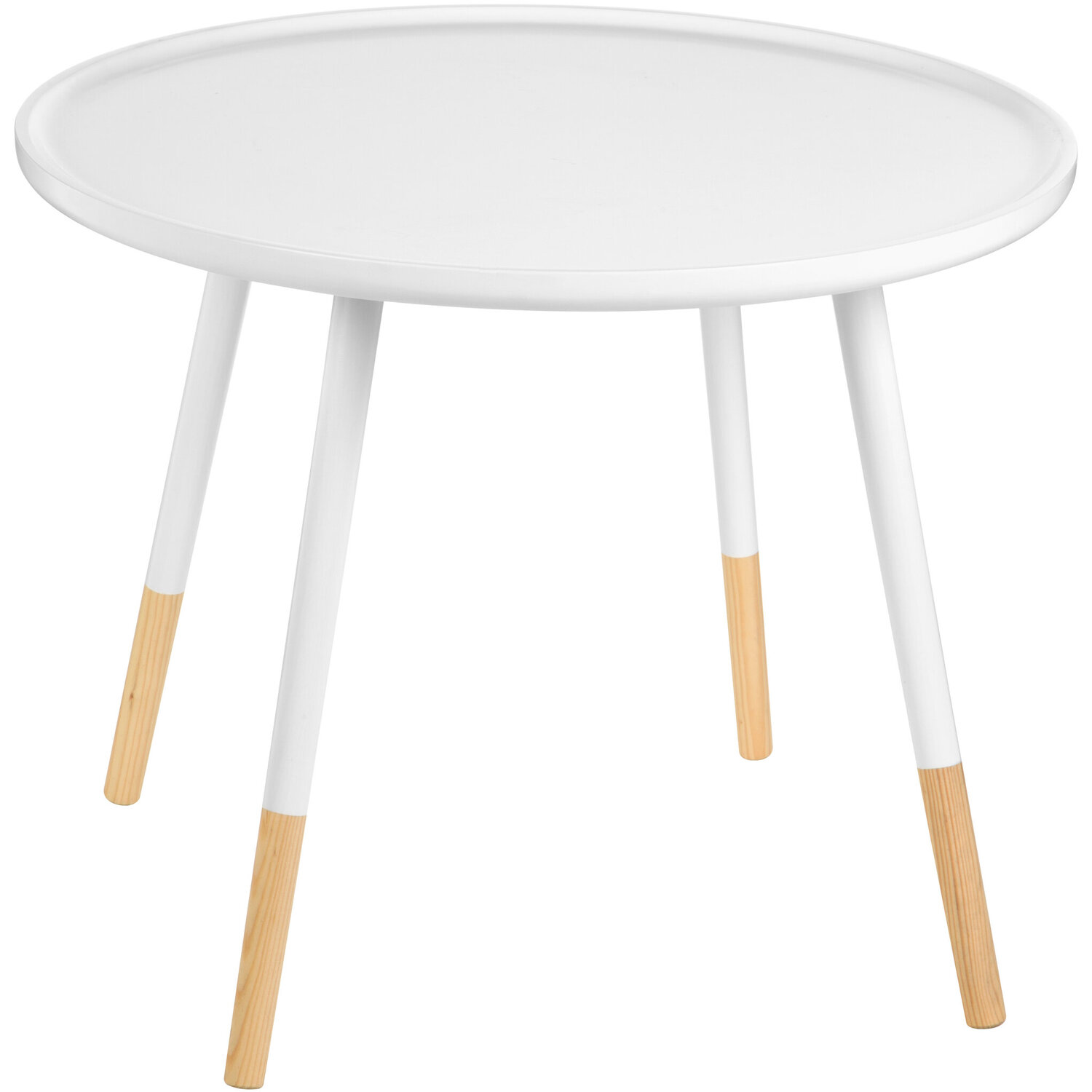 Viborg White And Natural Small Round Side Table - White