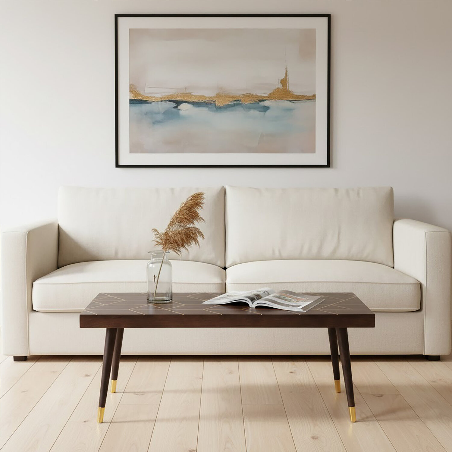 Naro Mango Wood And Gold Finishing Coffee Table - Gold