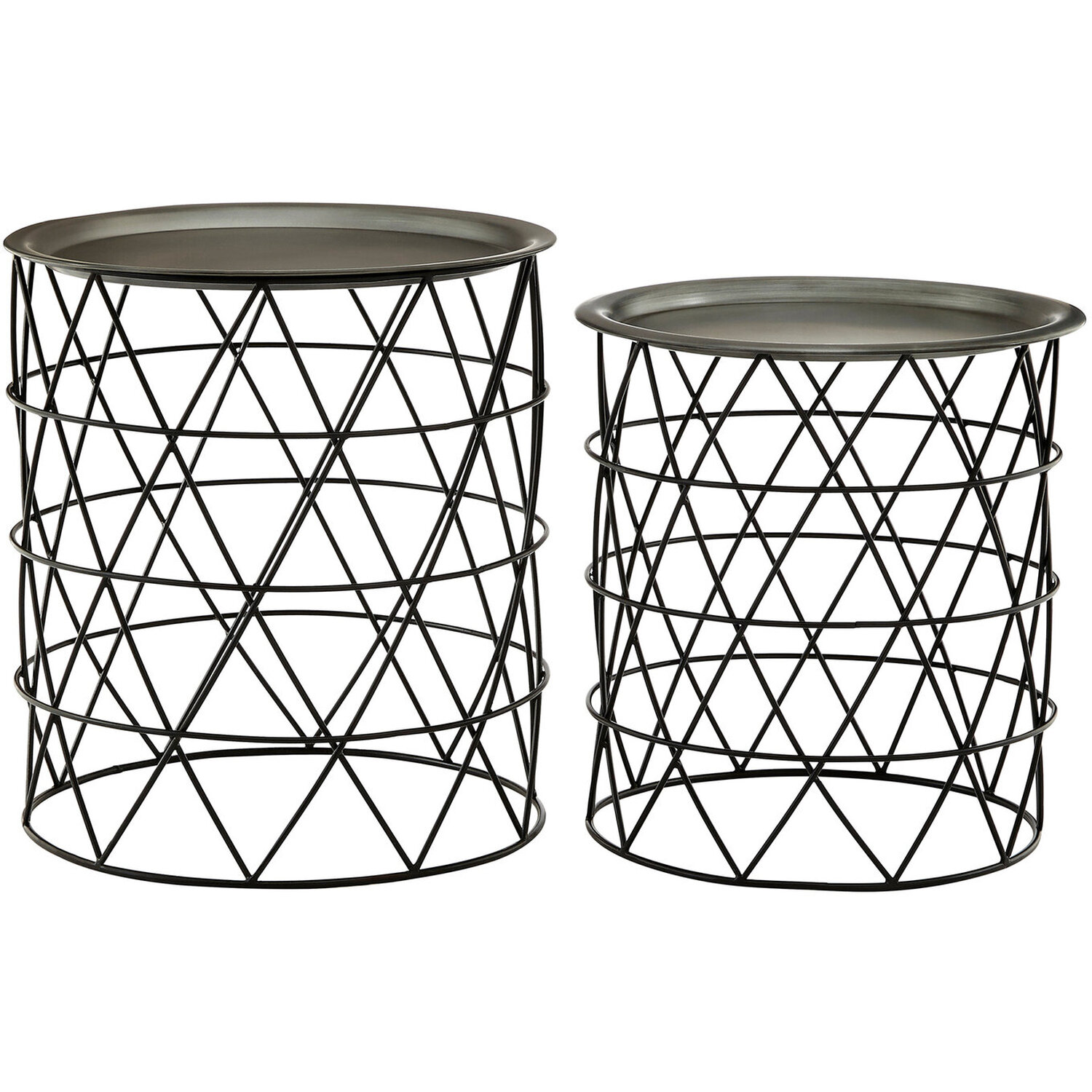 Templar Set Of Two Zinc And Black Iron Tables - Black