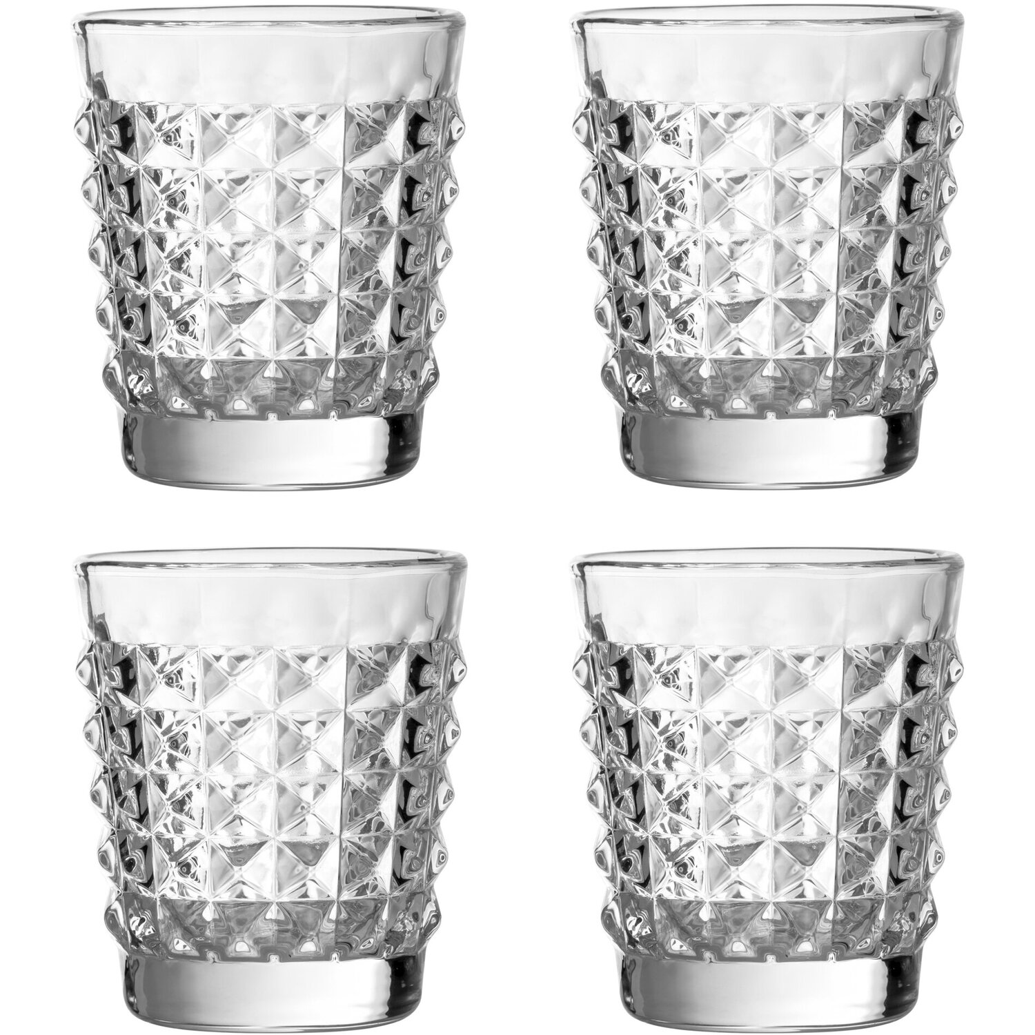 Set Of Four Pyramid Tumblers - Transparent