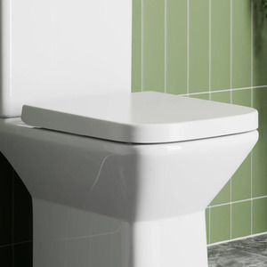 Square Toilet Seat Top Fix Soft Close Hinges Bathroom Cloakroom Modern White