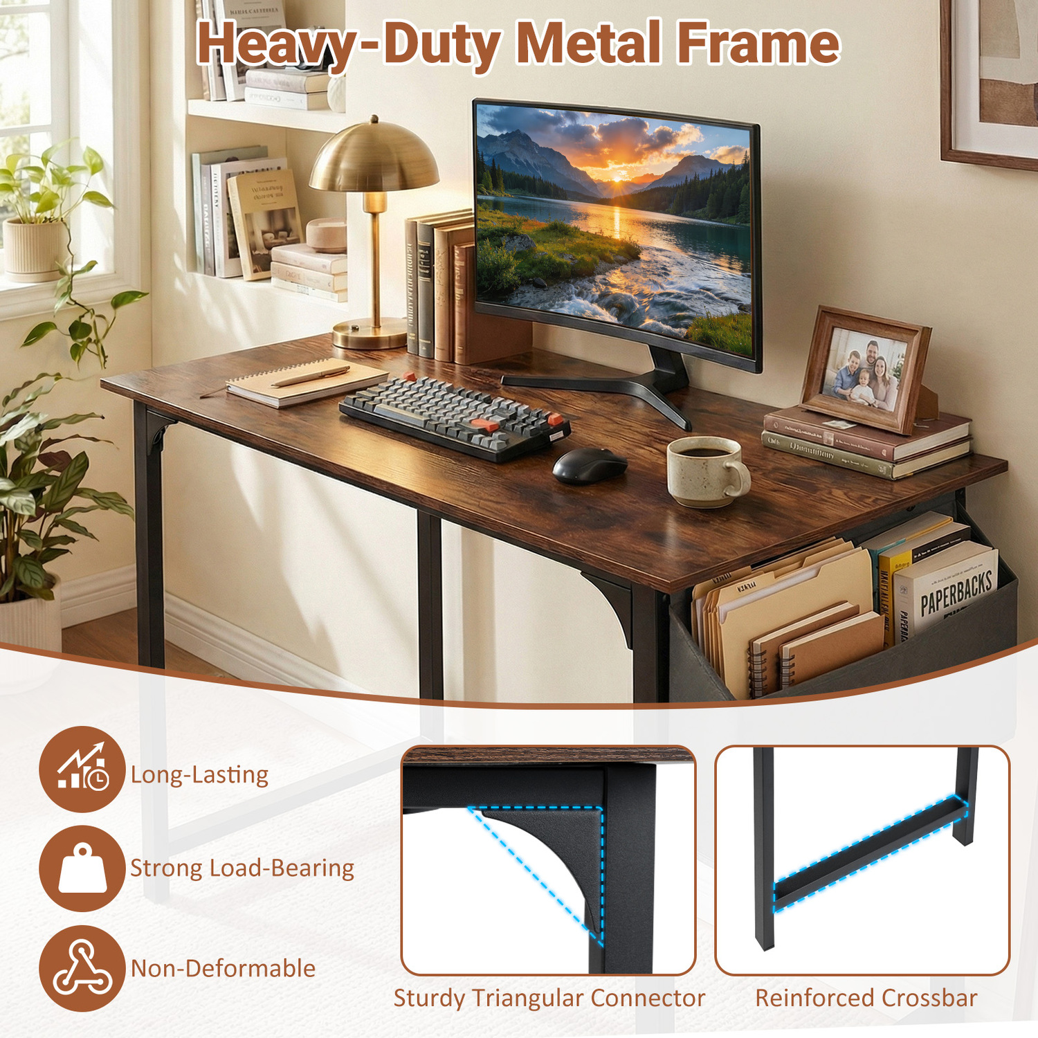 Industrial Study Writing Desk - Brown