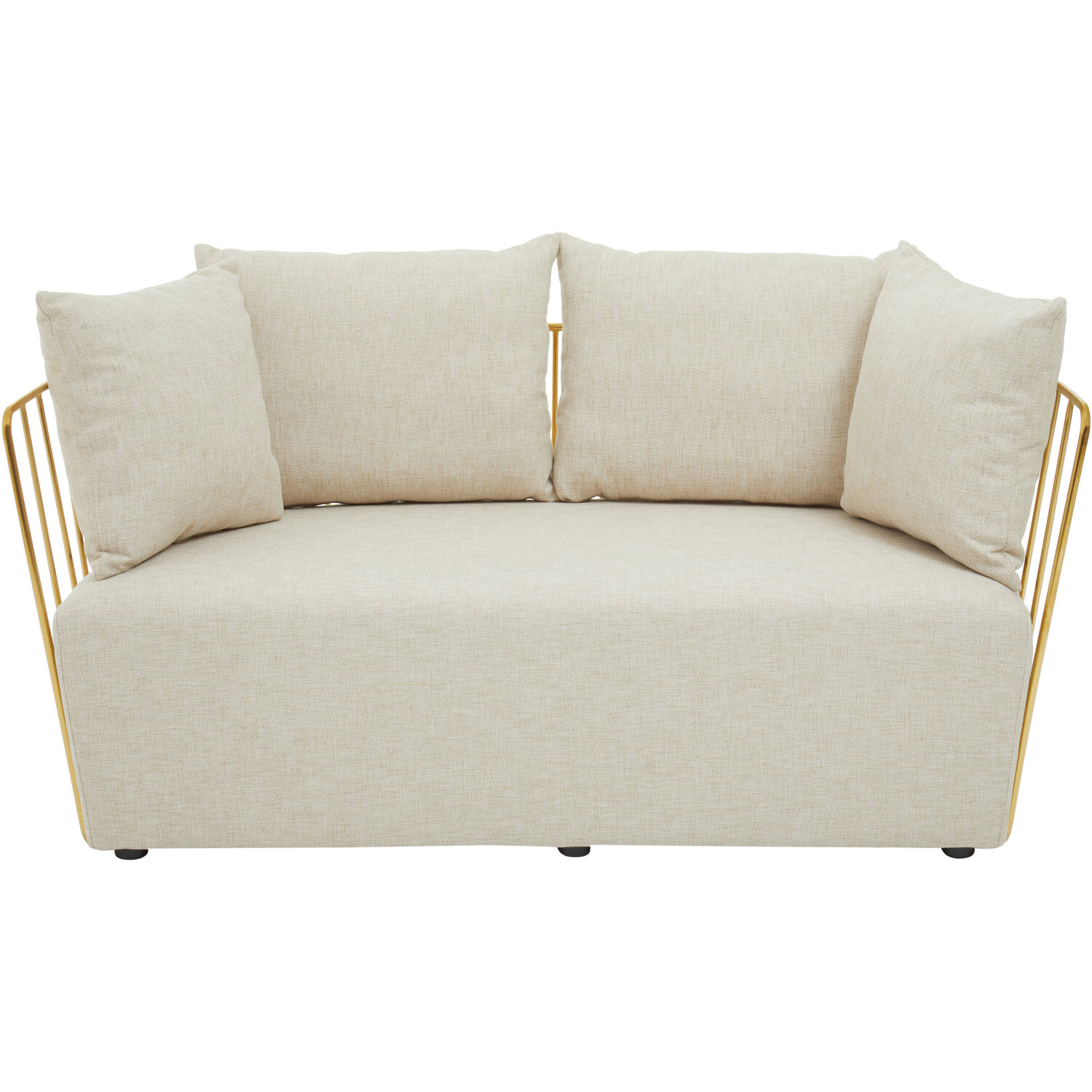 Azalea Two Seat Natural Fabric Sofa - Gold